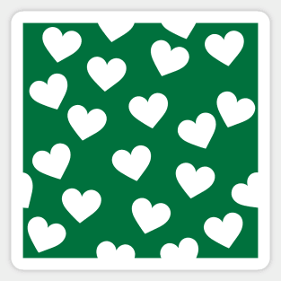 Deep green and white hearts print Sticker